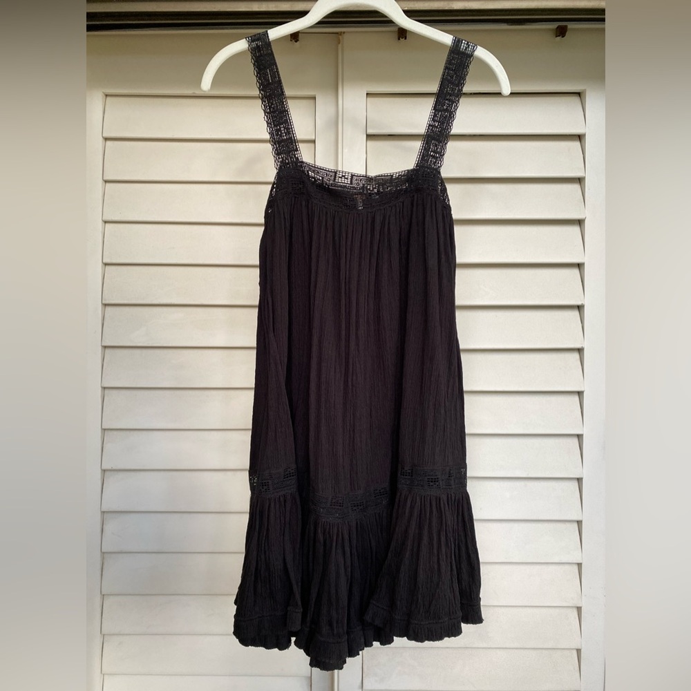 NWT Free People Crochet Ruffled Trapeze Mini Dress Black Size XS - Picture 5 of 15